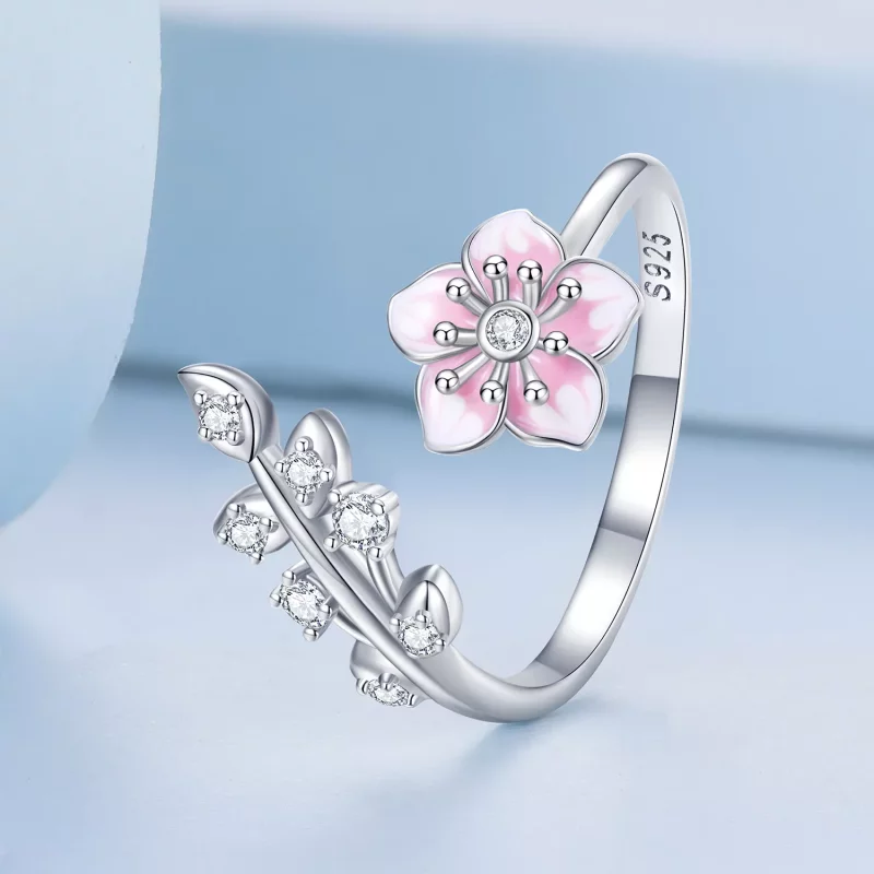 (afbeelding voor) Pandora-stijl Kersenbloesems Open Ring - BSR438 - Bekijken 2