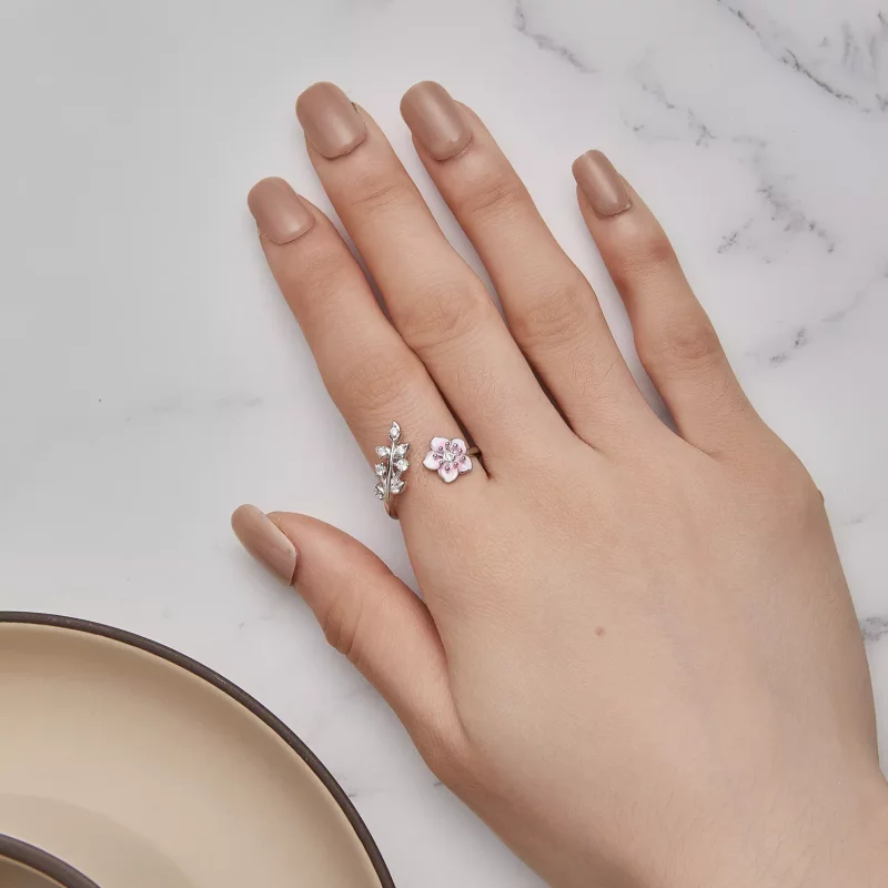 (afbeelding voor) Pandora-stijl Kersenbloesems Open Ring - BSR438 - Bekijken 5