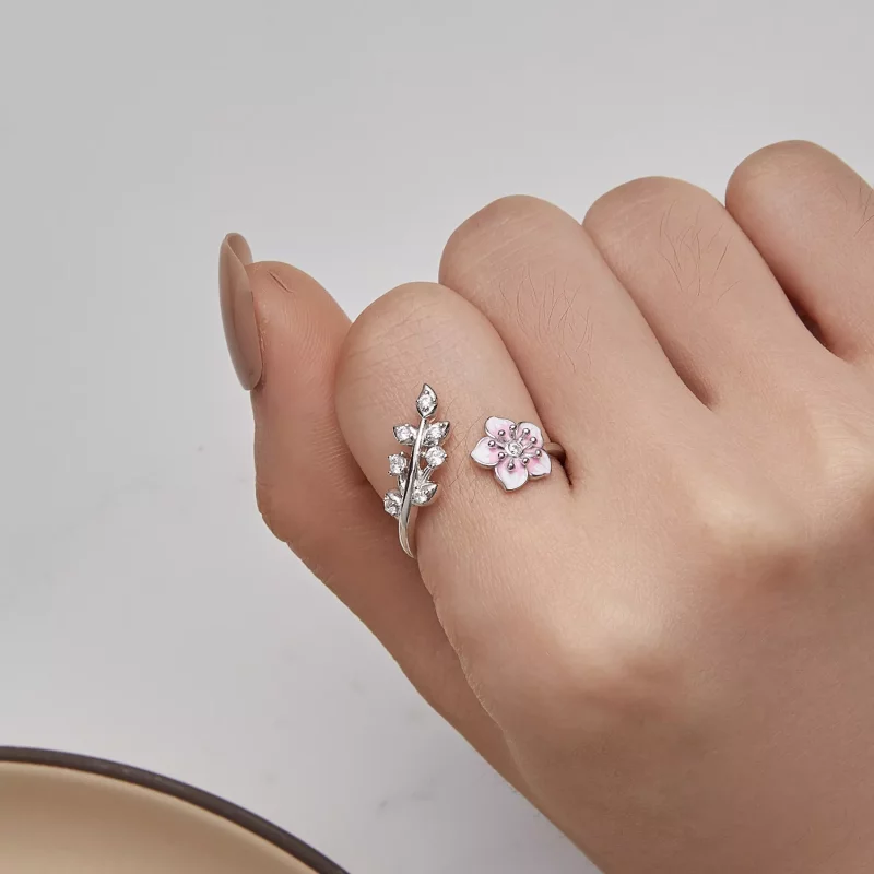 (afbeelding voor) Pandora-stijl Kersenbloesems Open Ring - BSR438 - Bekijken 6