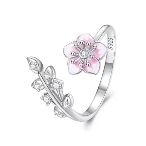 Pandora-stijl Kersenbloesems Open Ring - BSR438 (afbeelding voor) Pandora-stijl Kersenbloesems Open Ring - BSR438