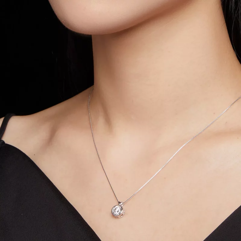 (afbeelding voor) Pandora-stijl ketting met 1 karaat Moissanite - MSN013 - Bekijken 6