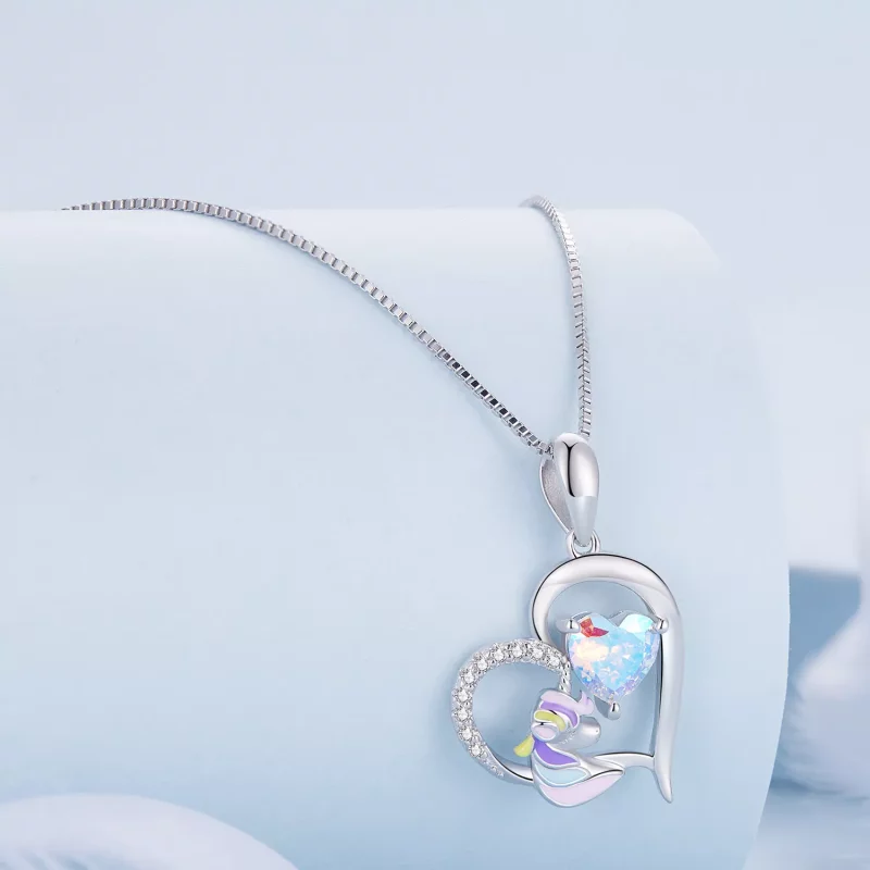 (afbeelding voor) Pandora-stijl ketting met een delicaat eenhoornhart - BSN328 - Bekijken 2