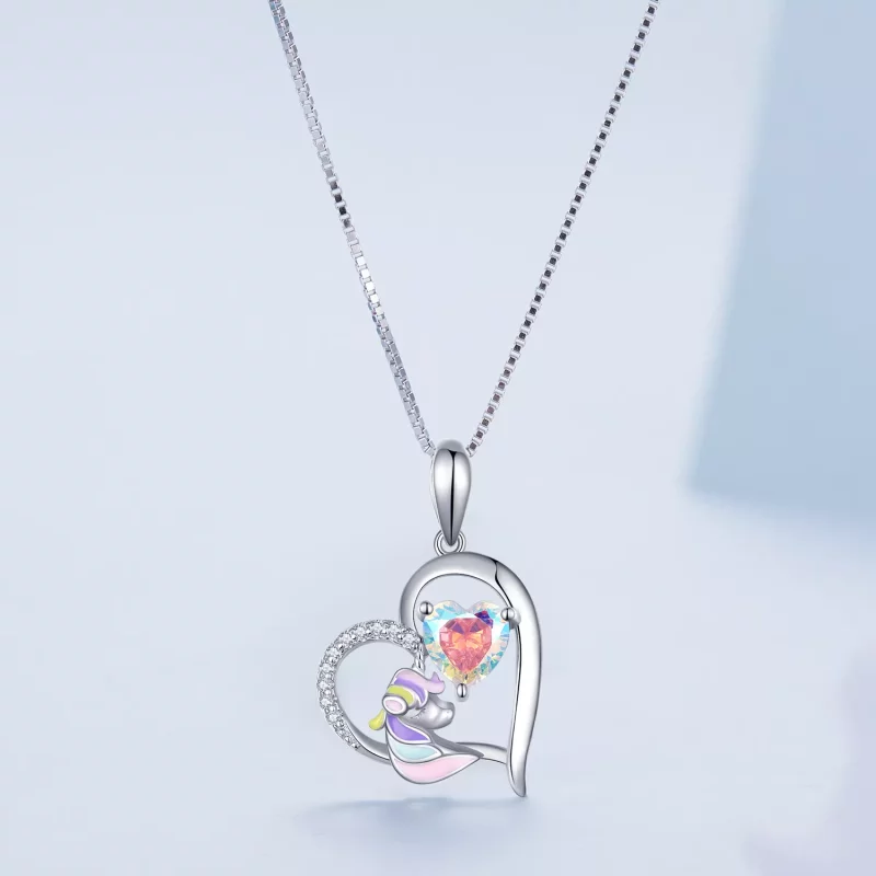(afbeelding voor) Pandora-stijl ketting met een delicaat eenhoornhart - BSN328 - Bekijken 3
