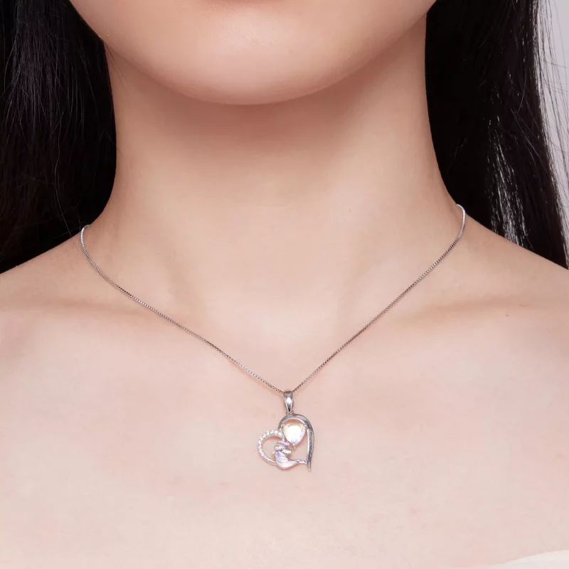 (afbeelding voor) Pandora-stijl ketting met een delicaat eenhoornhart - BSN328 - Bekijken 4