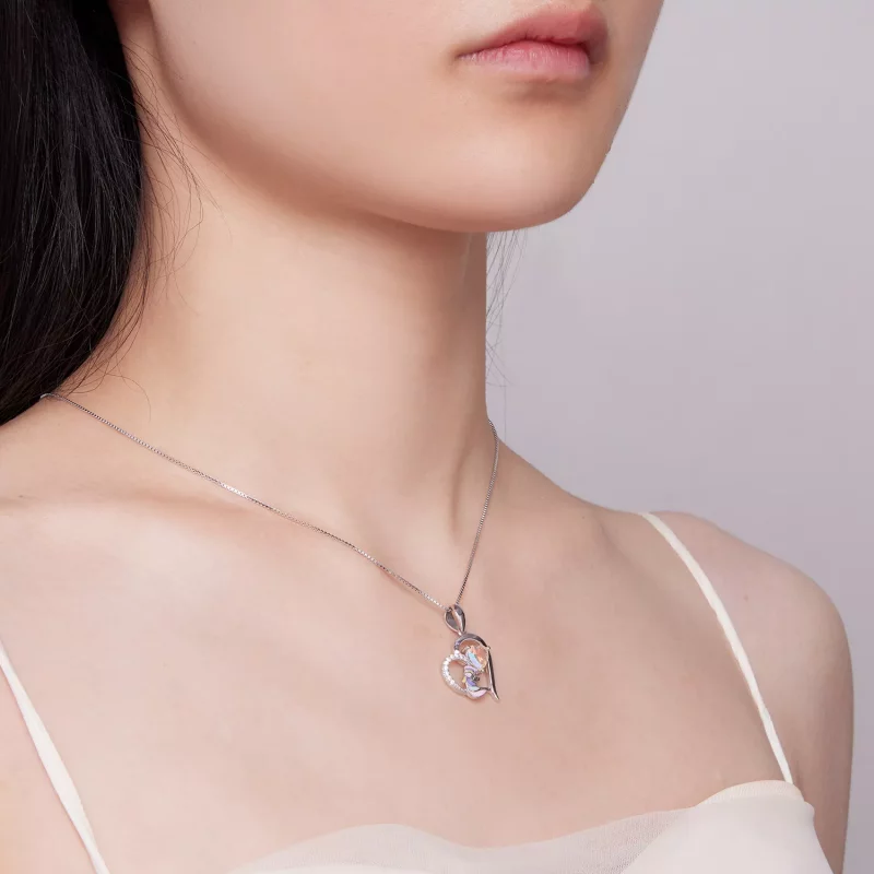 (afbeelding voor) Pandora-stijl ketting met een delicaat eenhoornhart - BSN328 - Bekijken 6