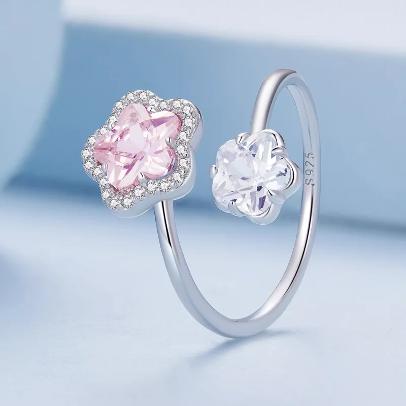 (afbeelding voor) Pandora-stijl Kleine Bloem Open Ring - BSR439 - Bekijken 2