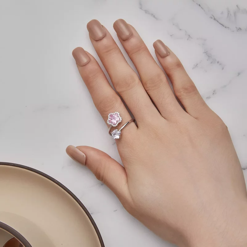 (afbeelding voor) Pandora-stijl Kleine Bloem Open Ring - BSR439 - Bekijken 5