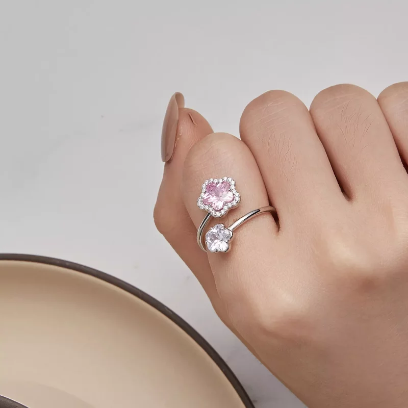 (afbeelding voor) Pandora-stijl Kleine Bloem Open Ring - BSR439 - Bekijken 6