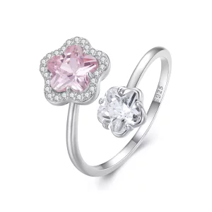 Pandora-stijl Kleine Bloem Open Ring - BSR439 (afbeelding voor) Pandora-stijl Kleine Bloem Open Ring - BSR439