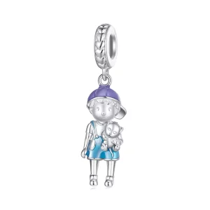 Pandora Stijl Kleine Jongen Hanger Bedel - BSC877 (afbeelding voor) Pandora Stijl Kleine Jongen Hanger Bedel - BSC877
