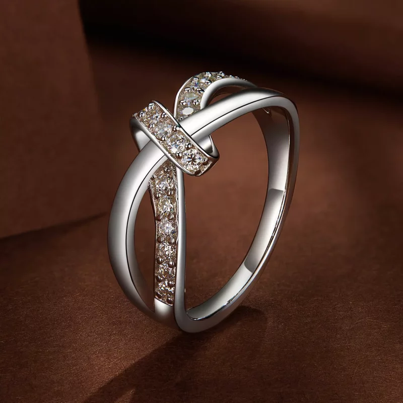 (afbeelding voor) Pandora Stijl Kruisgewonden Moissanite Ring - MSR031 - Bekijken 2