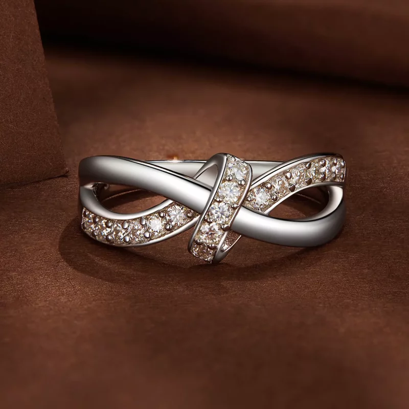 (afbeelding voor) Pandora Stijl Kruisgewonden Moissanite Ring - MSR031 - Bekijken 3