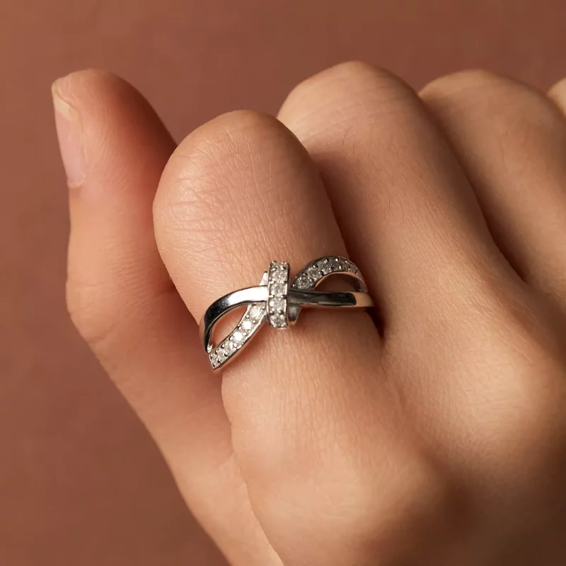 (afbeelding voor) Pandora Stijl Kruisgewonden Moissanite Ring - MSR031 - Bekijken 7