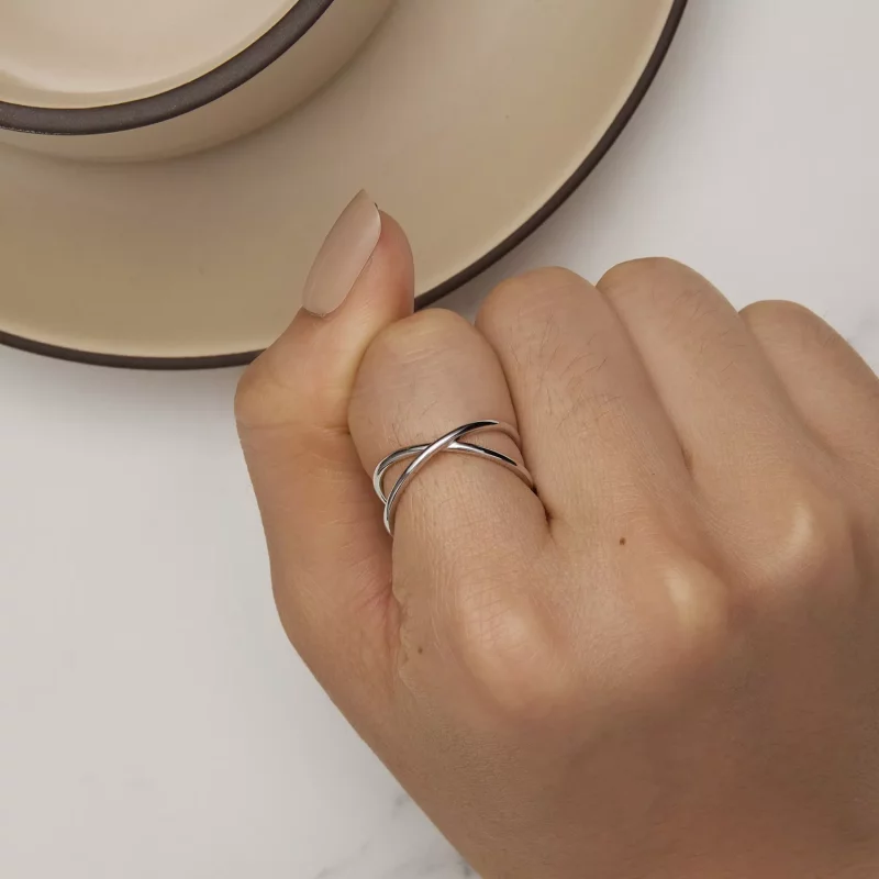 (afbeelding voor) Pandora-stijl Kruislings Ring - SCR543-A - Bekijken 4