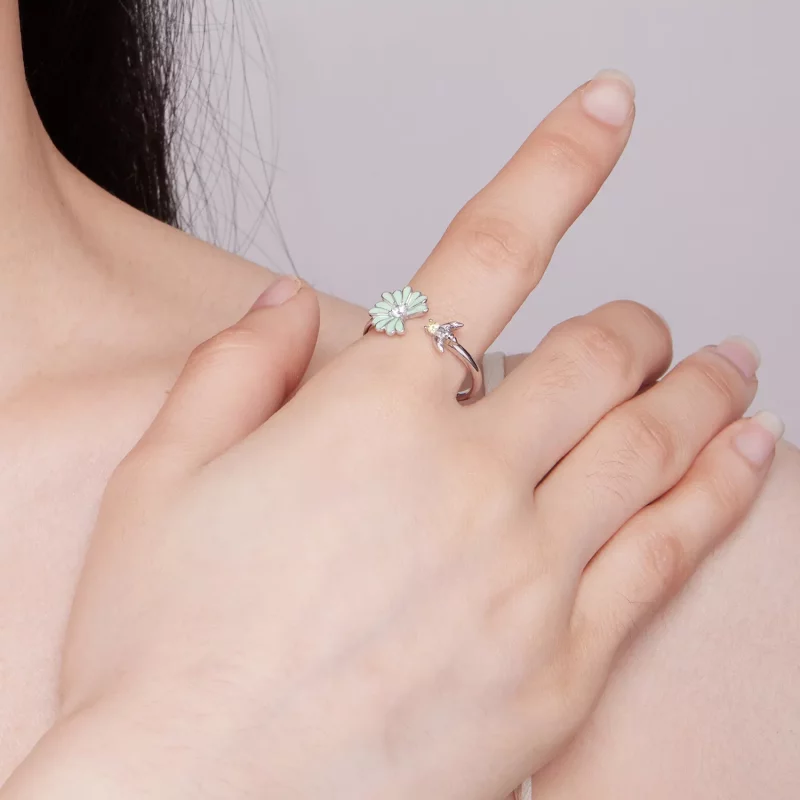 (afbeelding voor) Pandora Stijl Madeliefje Bij Open Ring - SCR929 - Bekijken 4