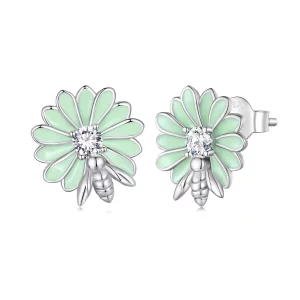 Pandora-stijl Madeliefje Bijen Stud Oorbellen - SCE1598 (afbeelding voor) Pandora-stijl Madeliefje Bijen Stud Oorbellen - SCE1598