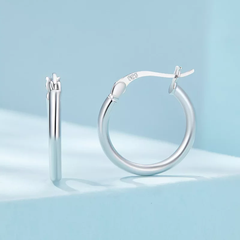 (afbeelding voor) Pandora-stijl medium cirkelvormige hoepeloorbellen - SCE1608-M - Bekijken 2