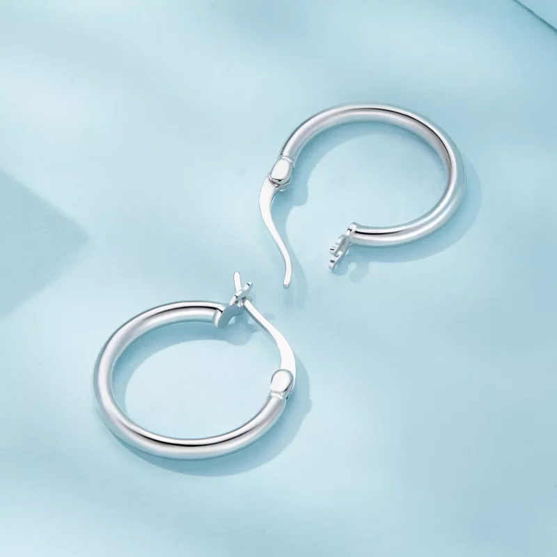 (afbeelding voor) Pandora-stijl medium cirkelvormige hoepeloorbellen - SCE1608-M - Bekijken 4