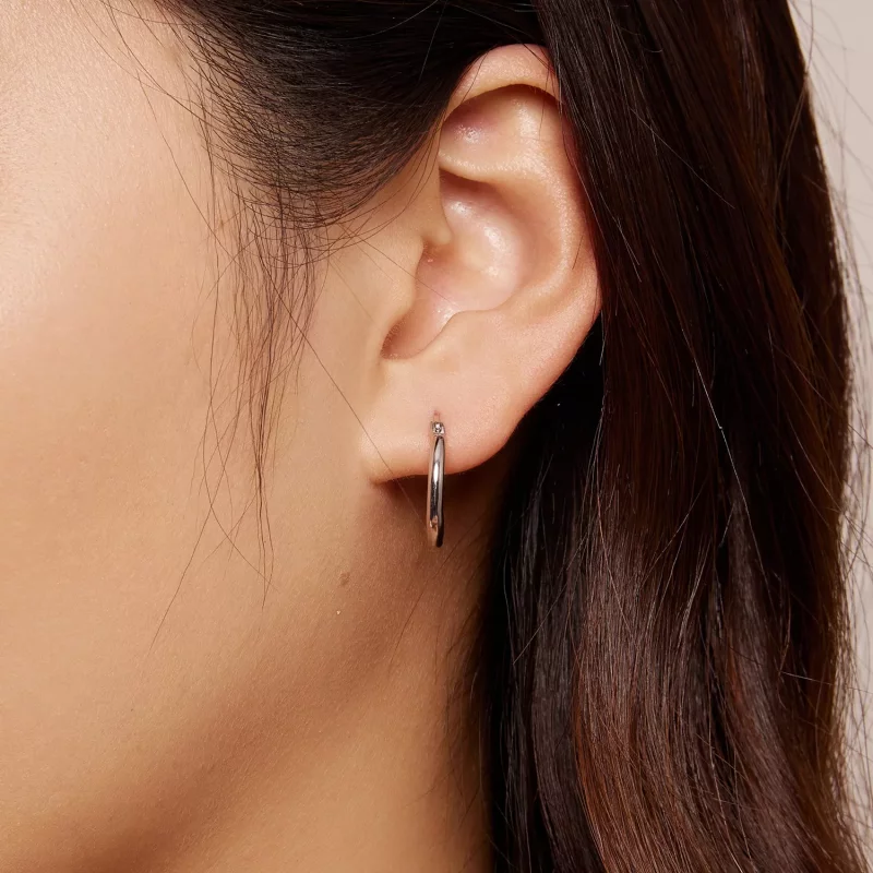 (afbeelding voor) Pandora-stijl medium cirkelvormige hoepeloorbellen - SCE1608-M - Bekijken 5