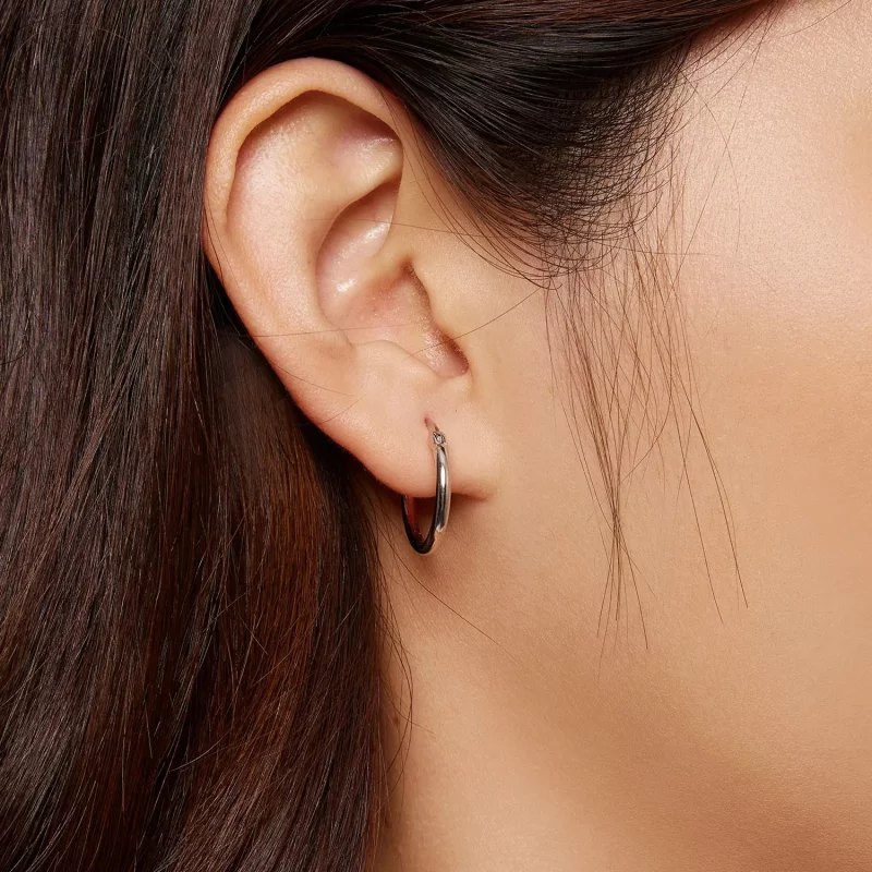 (afbeelding voor) Pandora-stijl medium cirkelvormige hoepeloorbellen - SCE1608-M - Bekijken 8