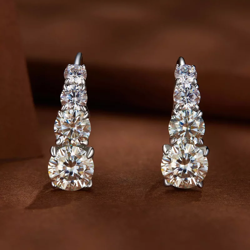 (afbeelding voor) Pandora-stijl Moissanite Hoops Oorbellen - MSE023 - Bekijken 2