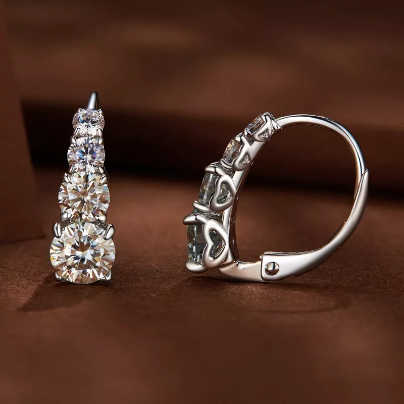 (afbeelding voor) Pandora-stijl Moissanite Hoops Oorbellen - MSE023 - Bekijken 3
