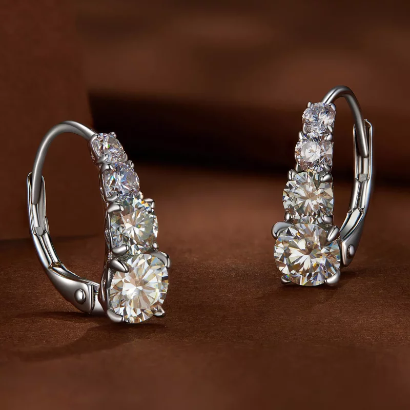 (afbeelding voor) Pandora-stijl Moissanite Hoops Oorbellen - MSE023 - Bekijken 4