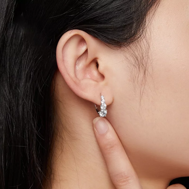 (afbeelding voor) Pandora-stijl Moissanite Hoops Oorbellen - MSE023 - Bekijken 5