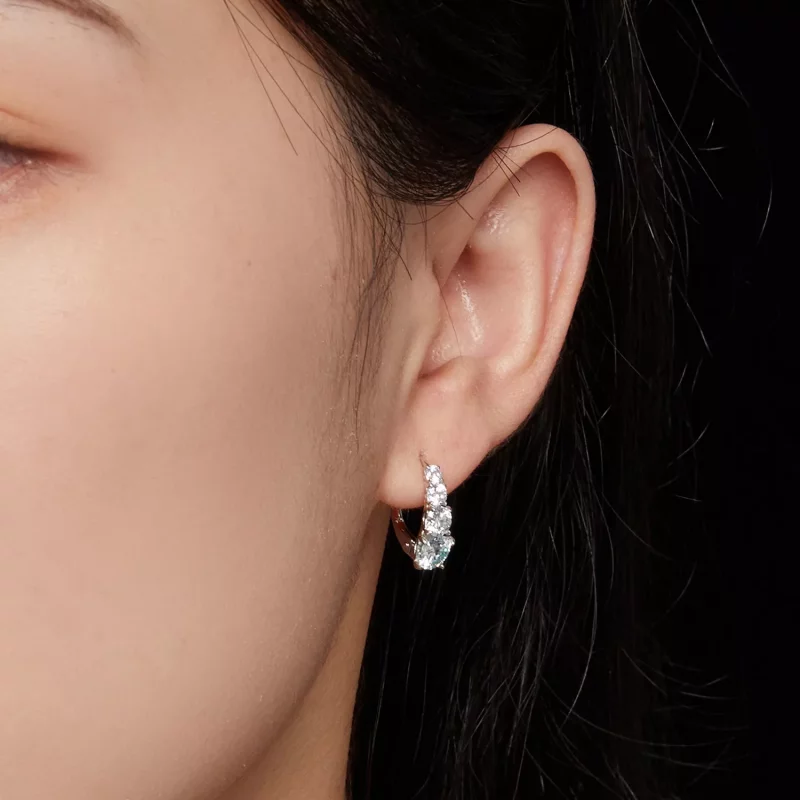 (afbeelding voor) Pandora-stijl Moissanite Hoops Oorbellen - MSE023 - Bekijken 6