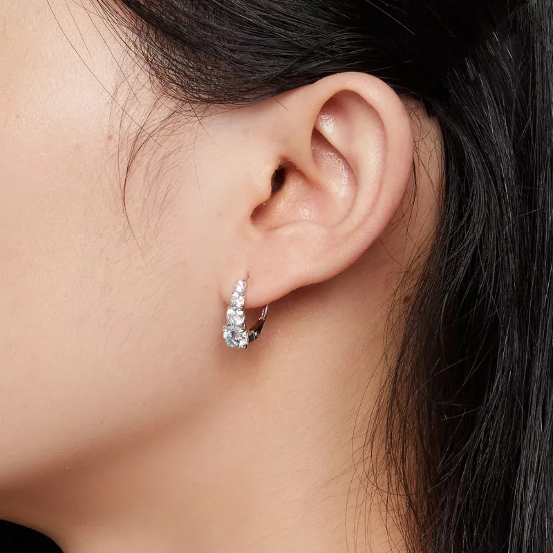 (afbeelding voor) Pandora-stijl Moissanite Hoops Oorbellen - MSE023 - Bekijken 7