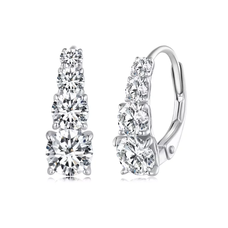 (afbeelding voor) Pandora-stijl Moissanite Hoops Oorbellen - MSE023