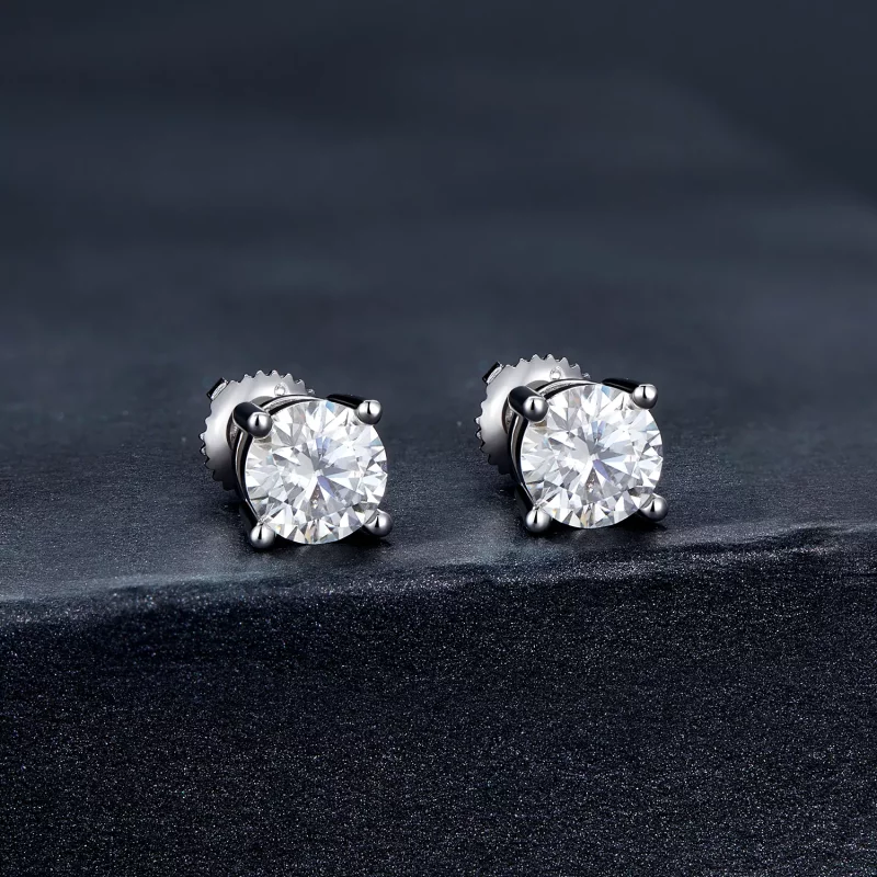 (afbeelding voor) Pandora Stijl Één karaat Vierklauw Moissanite Oorknopjes - MSE003-L - Bekijken 2