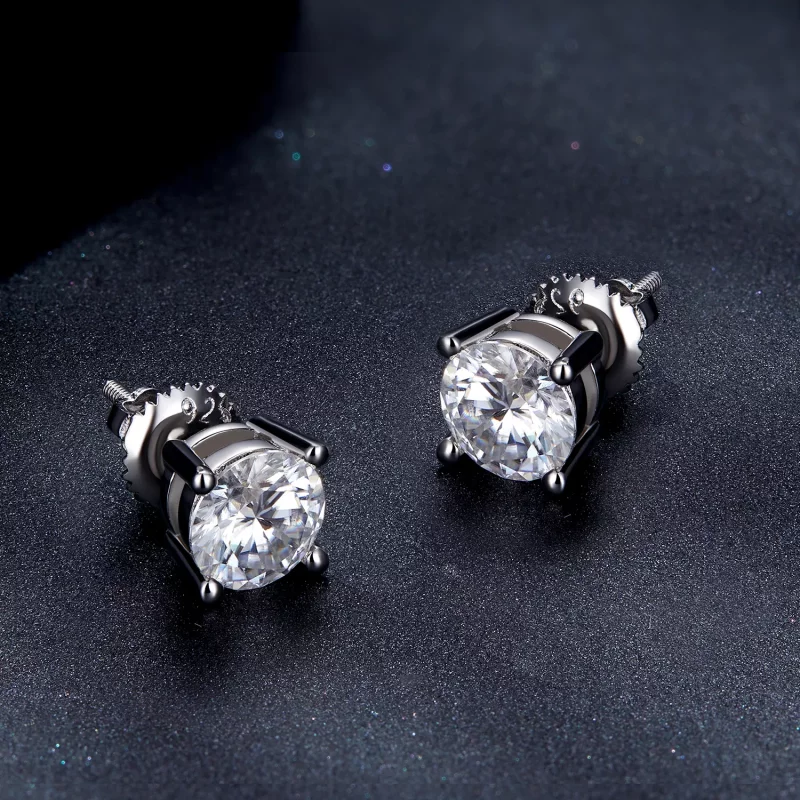 (afbeelding voor) Pandora Stijl Één karaat Vierklauw Moissanite Oorknopjes - MSE003-L - Bekijken 4
