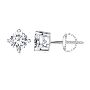 Pandora Stijl Één karaat Vierklauw Moissanite Oorknopjes - MSE003-L (afbeelding voor) Pandora Stijl Één karaat Vierklauw Moissanite Oorknopjes - MSE003-L