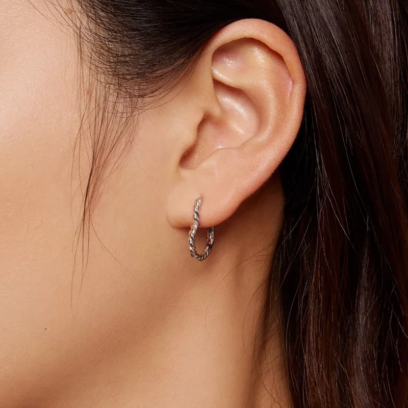 (afbeelding voor) Pandora-stijl Oorbellen met Hartvormige Hoops - SCE1606 - Bekijken 5