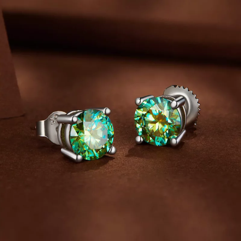 (afbeelding voor) Pandora-stijl Oorknopjes met één karaat vierpoot Moissanite - MSE003-CFL - Bekijken 3