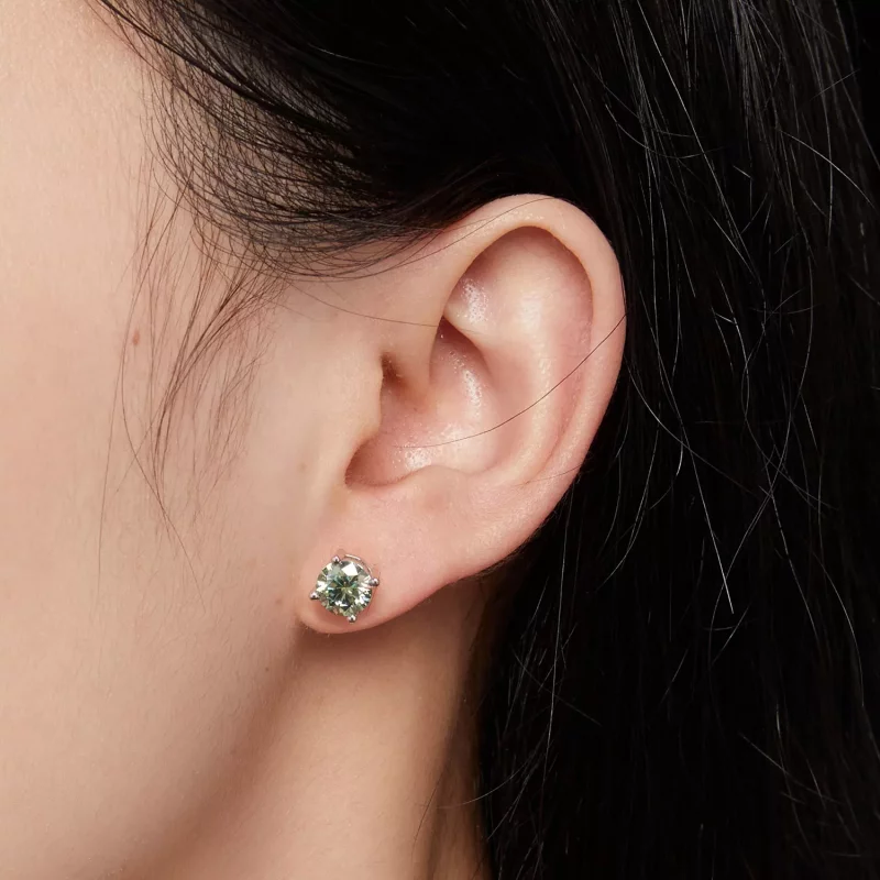 (afbeelding voor) Pandora-stijl Oorknopjes met één karaat vierpoot Moissanite - MSE003-CFL - Bekijken 4