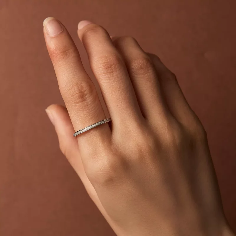 (afbeelding voor) Pandora-stijl Pave Moissanite Ring - MSR030 - Bekijken 6