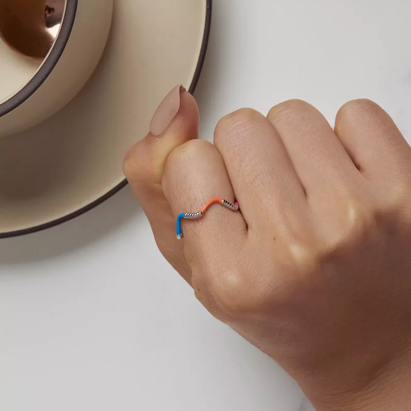 (afbeelding voor) Pandora stijl Regenboog Golvende Onregelmatige Ring - SCR941 - Bekijken 5