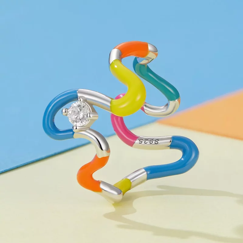 (afbeelding voor) Pandora Stijl Regenboog Onregelmatige Ring - SCR940 - Bekijken 2
