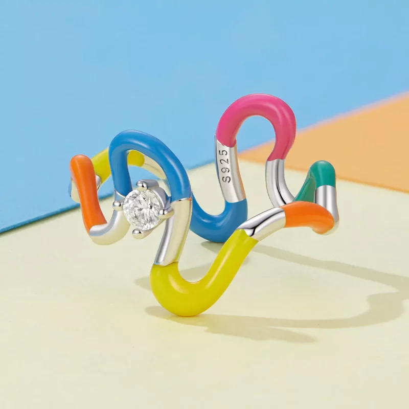 (afbeelding voor) Pandora Stijl Regenboog Onregelmatige Ring - SCR940 - Bekijken 3
