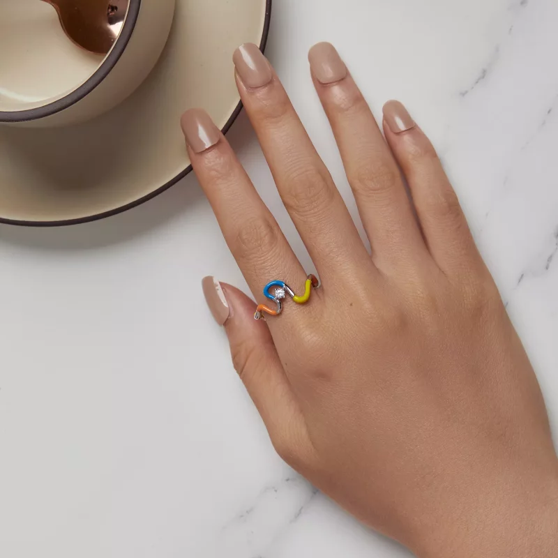 (afbeelding voor) Pandora Stijl Regenboog Onregelmatige Ring - SCR940 - Bekijken 5