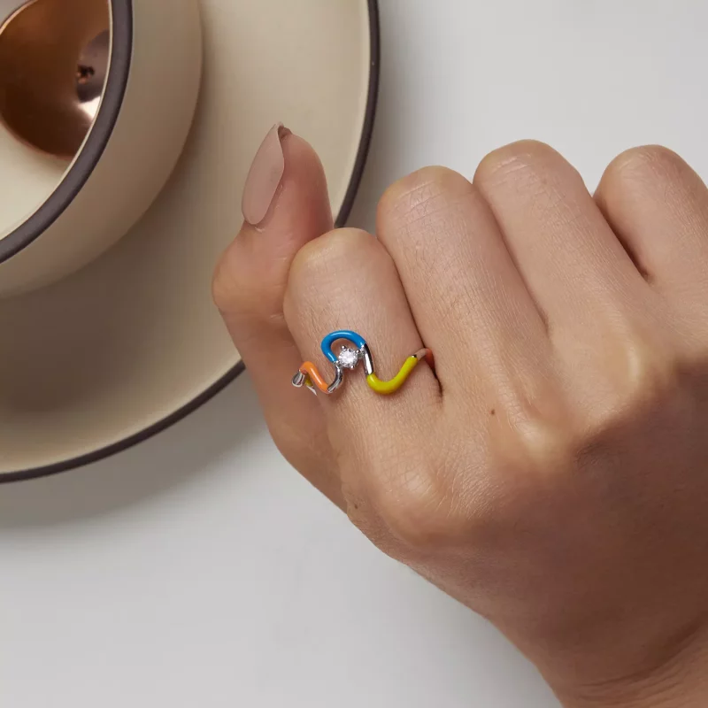 (afbeelding voor) Pandora Stijl Regenboog Onregelmatige Ring - SCR940 - Bekijken 6