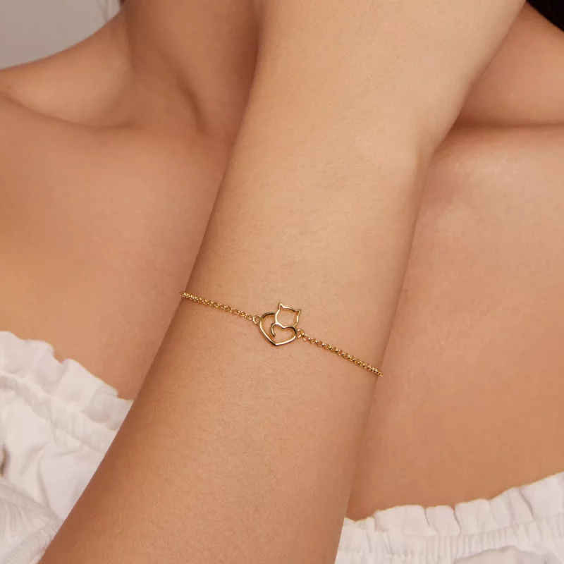 (afbeelding voor) Pandora-stijl schattige kat vergulde armband - SCB102-B - Bekijken 4