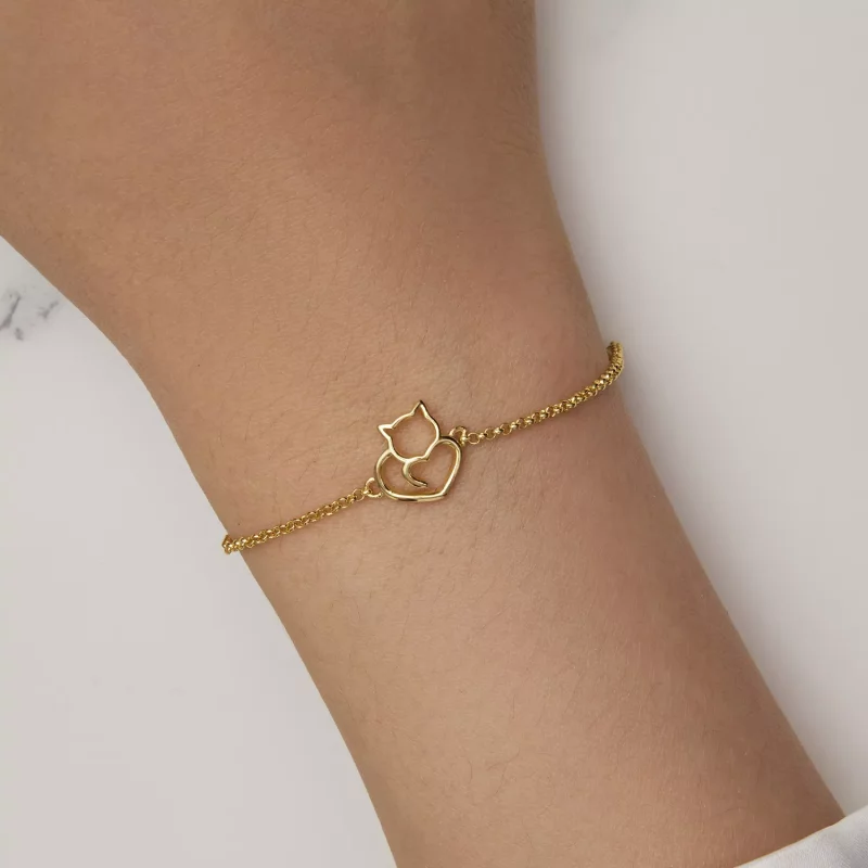 (afbeelding voor) Pandora-stijl schattige kat vergulde armband - SCB102-B - Bekijken 5
