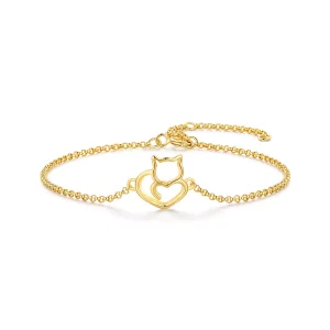 (afbeelding voor) Pandora-stijl schattige kat vergulde armband - SCB102-B