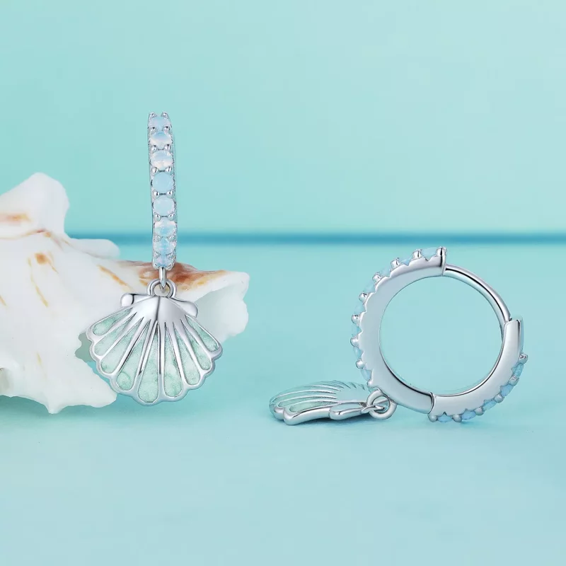 (afbeelding voor) Pandora Stijl Schelp Hoops Oorbellen - BSE842 - Bekijken 2