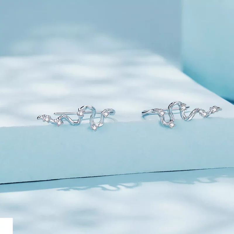 (afbeelding voor) Pandora stijl Textuurlijnen Stud Oorbellen - SCE1599 - Bekijken 2