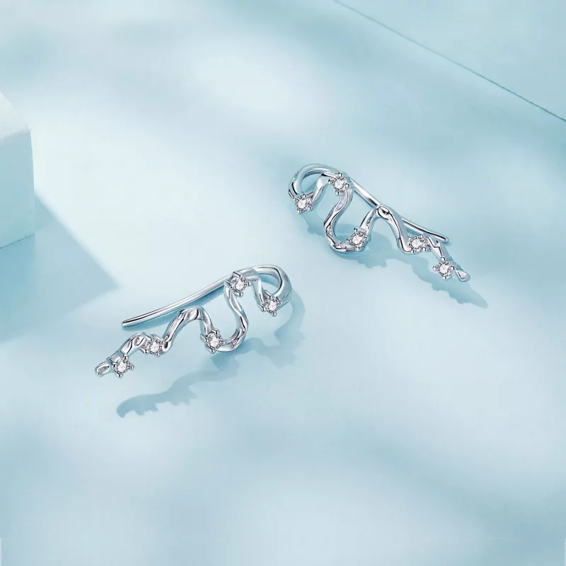 (afbeelding voor) Pandora stijl Textuurlijnen Stud Oorbellen - SCE1599 - Bekijken 4