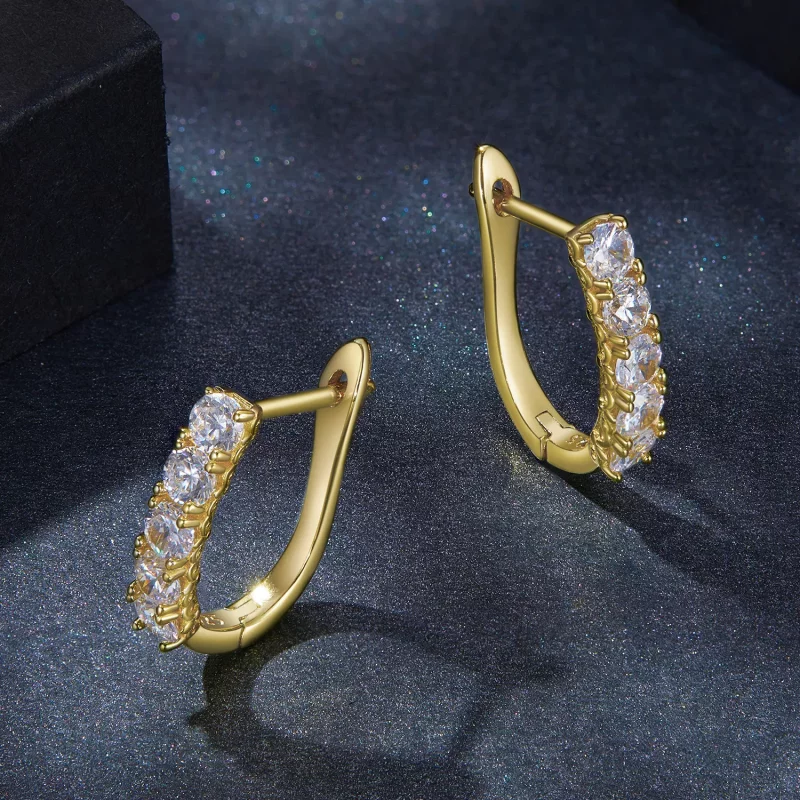 (afbeelding voor) Pandora Stijl U-vormige Moissanite Patroon Hoops Oorbellen - MSE011-B - Bekijken 3
